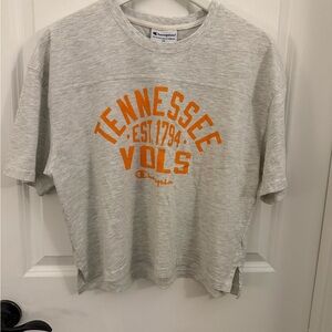 University of Tennessee Vols Champion Gray Cropped Tee with Orange Print